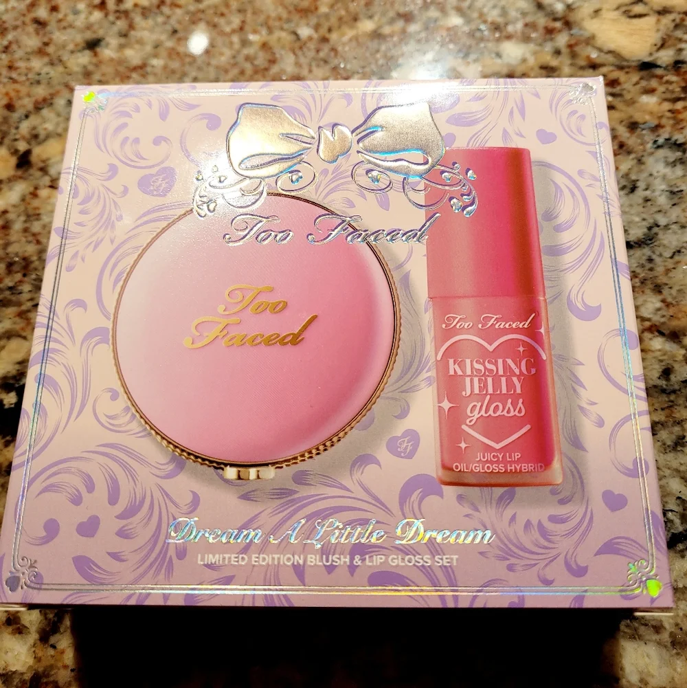 🌺Too Faced Dream A Little Dream Blush & Lip Gloss Set Pink Blush